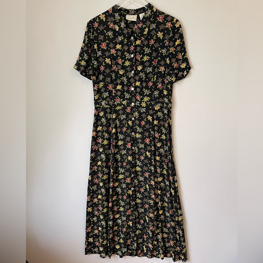 90s‎ Grunge Rayon Floral Maxi Dress 12